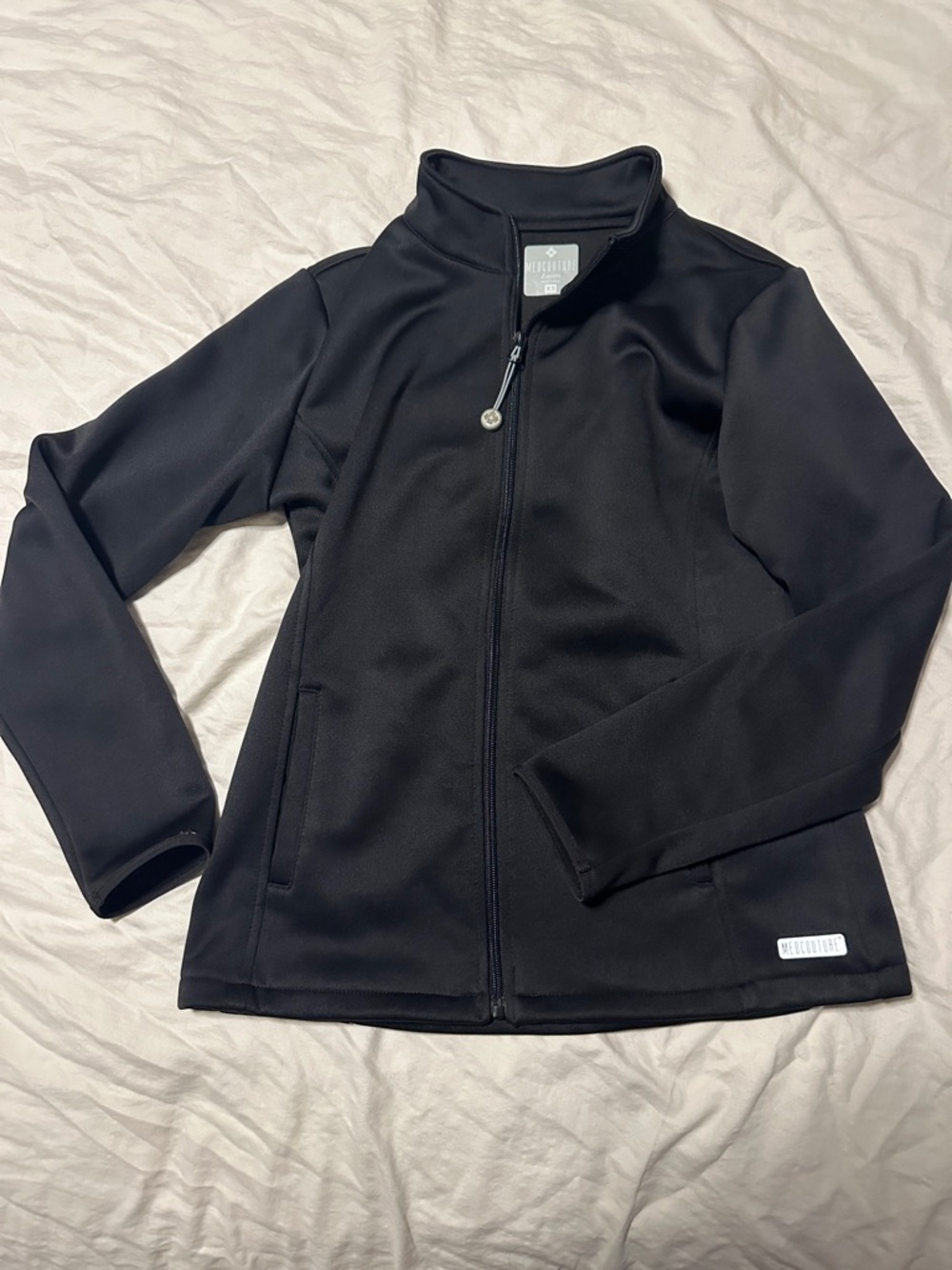 Med Couture Black Zip-Front Scrub Jacket